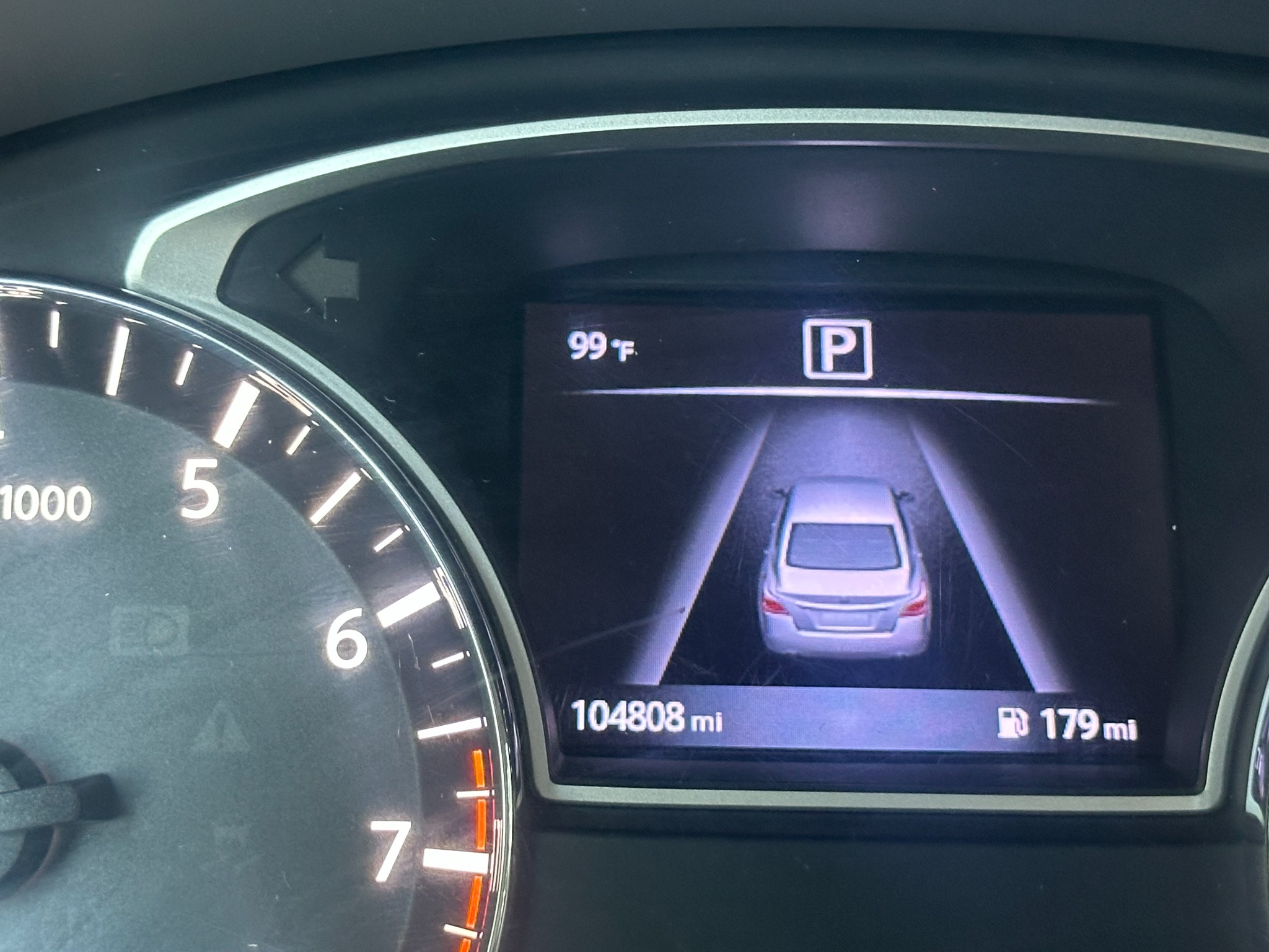 Odometer showing 104,808 miles